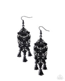 Fringe Film - Black Earrings - Paparazzi Accessories Earrings Bedazzle Me Pretty Mobile Fashion Boutique