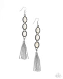 Fringe Fuel - White Earrings - Paparazzi Accessories Earrings Bedazzle Me Pretty Mobile Fashion Boutique