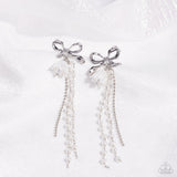 Garden Gain - White Post Earrings - Paparazzi Accessories Post Earrings Bedazzle Me Pretty Mobile Fashion Boutique
