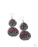 Garden Pavement - Red Earrings - Paparazzi Accessories Earrings Bedazzle Me Pretty Mobile Fashion Boutique