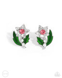 Gardening Guest - Pink Clip-On Earrings - Paparazzi Accessories Clip-On Bedazzle Me Pretty Mobile Fashion Boutique
