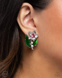 Gardening Guest - Pink Clip-On Earrings - Paparazzi Accessories Clip-On Bedazzle Me Pretty Mobile Fashion Boutique