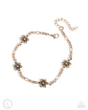 Gardening Gusto - Gold Anklet - Paparazzi Accessories Anklet Bedazzle Me Pretty Mobile Fashion Boutique
