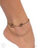 Gardening Gusto - Gold Anklet - Paparazzi Accessories Anklet Bedazzle Me Pretty Mobile Fashion Boutique