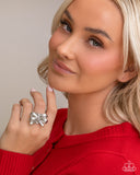 Gathered Glam - Silver Ring - Paparazzi Accessories Ring Bedazzle Me Pretty Mobile Fashion Boutique