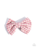 Gingham Grove - Pink Hair Clip - Paparazzi Accessories Hair Clip Bedazzle Me Pretty Mobile Fashion Boutique