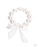 Girly Glam - White Bracelet - Paparazzi Accessories Bracelet Bedazzle Me Pretty Mobile Fashion Boutique