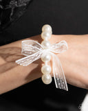 Girly Glam - White Bracelet - Paparazzi Accessories Bracelet Bedazzle Me Pretty Mobile Fashion Boutique