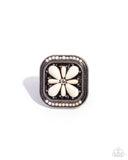 Giving Grounded - White Ring - Paparazzi Accessories Ring Bedazzle Me Pretty Mobile Fashion Boutique