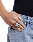 Giving Grounded - White Ring - Paparazzi Accessories Ring Bedazzle Me Pretty Mobile Fashion Boutique