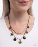 Glinting Garden - Brass Necklace - Paparazzi Accessories Necklace Bedazzle Me Pretty Mobile Fashion Boutique