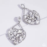 Glittery Gait - White Post Earrings - Paparazzi Accessories Post Earrings FS-Bedazzle Me Pretty Mobile Fashion Boutique