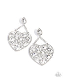 Glittery Gait - White Post Earrings - Paparazzi Accessories Post Earrings FS-Bedazzle Me Pretty Mobile Fashion Boutique