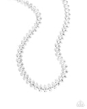 Glittery Genre - White Necklace - Paparazzi Accessories Necklace Bedazzle Me Pretty Mobile Fashion Boutique