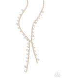 Glittery Getaway - Gold Necklace - Paparazzi Accessories Necklace Bedazzle Me Pretty Mobile Fashion Boutique