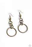 Glitzy Gesture - Brass Earrings - Paparazzi Accessories Earrings Bedazzle Me Pretty Mobile Fashion Boutique