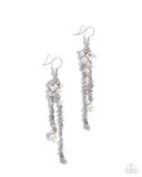 Glowing Gamut - White Earrings - Paparazzi Accessories Earrings Bedazzle Me Pretty Mobile Fashion Boutique
