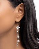 Glowing Gamut - White Earrings - Paparazzi Accessories Earrings Bedazzle Me Pretty Mobile Fashion Boutique