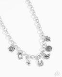 Good Luck To You - White Necklace - Paparazzi Accessories Necklace Bedazzle Me Pretty Mobile Fashion Boutique