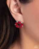 Grace Personified - Red Post Earrings - Paparazzi Accessories Post Earrings Bedazzle Me Pretty Mobile Fashion Boutique