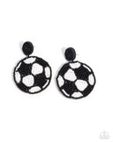 Grand Goalkeeper - Black Post Earrings - Paparazzi Accessories Post Earrings Bedazzle Me Pretty Mobile Fashion Boutique
