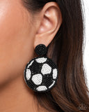 Grand Goalkeeper - Black Post Earrings - Paparazzi Accessories Post Earrings Bedazzle Me Pretty Mobile Fashion Boutique