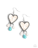 Grandiose Gaze - White Earrings - Paparazzi Accessories Earrings Bedazzle Me Pretty Mobile Fashion Boutique