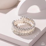 Grandiose Glitz - White Bracelet - Paparazzi Accessories Bracelet Bedazzle Me Pretty Mobile Fashion Boutique