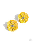 Growth Rate - Yellow Post Earrings - Paparazzi Accessories Post Earrings Bedazzle Me Pretty Mobile Fashion Boutique