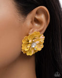 Growth Rate - Yellow Post Earrings - Paparazzi Accessories Post Earrings Bedazzle Me Pretty Mobile Fashion Boutique