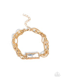 Grungy Gait - Gold Bracelet - Paparazzi Accessories Bracelet Bedazzle Me Pretty Mobile Fashion Boutique