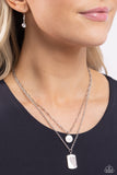 Half of My Heart - White Necklace - Paparazzi Accessories Necklace Bedazzle Me Pretty Mobile Fashion Boutique