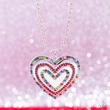 Hallucinatory Hearts - Red Necklace - Paparazzi Accessories Necklace Bedazzle Me Pretty Mobile Fashion Boutique