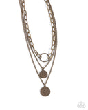 Hammered Halo - Brass Necklace - Paparazzi Accessories Necklace Bedazzle Me Pretty Mobile Fashion Boutique