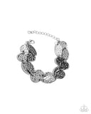 Hammered Hangout - Silver Bracelet - Paparazzi Accessories Bracelet Bedazzle Me Pretty Mobile Fashion Boutique