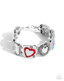 Hammered History - Red Bracelet - Paparazzi Accessories Bracelet Bedazzle Me Pretty Mobile Fashion Boutique
