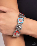 Hammered History - Red Bracelet - Paparazzi Accessories Bracelet Bedazzle Me Pretty Mobile Fashion Boutique