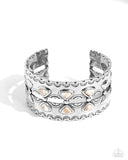 Harmonious Haven - White Bracelet - Paparazzi Accessories Bracelet Bedazzle Me Pretty Mobile Fashion Boutique
