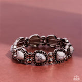 Harmonious Headliner - White Bracelet - Paparazzi Accessories Bracelet Bedazzle Me Pretty Mobile Fashion Boutique