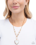 HAUTE Heart - White Necklace - Paparazzi Accessories Necklace Bedazzle Me Pretty Mobile Fashion Boutique