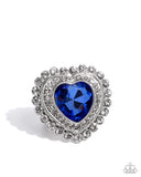 Head Over HEART - Blue Ring - Paparazzi Accessories Ring Bedazzle Me Pretty Mobile Fashion Boutique
