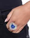 Head Over HEART - Blue Ring - Paparazzi Accessories Ring Bedazzle Me Pretty Mobile Fashion Boutique