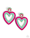 Headfirst Heart - Green Post Earrings - Paparazzi Accessories Post Earrings Bedazzle Me Pretty Mobile Fashion Boutique