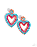 Headfirst Heart - Orange Post Earrings - Paparazzi Accessories Post Earrings Bedazzle Me Pretty Mobile Fashion Boutique