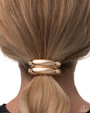 Headlining Hair Toss - Gold Hair Tie - Paparazzi Accessories Hair Clip Bedazzle Me Pretty Mobile Fashion Boutique