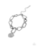 HEART Director - White Bracelet - Paparazzi Accessories Bracelet Bedazzle Me Pretty Mobile Fashion Boutique