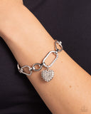 HEART Director - White Bracelet - Paparazzi Accessories Bracelet Bedazzle Me Pretty Mobile Fashion Boutique