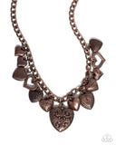 Heart Hangout - Copper Necklace - Paparazzi Accessories Necklace Bedazzle Me Pretty Mobile Fashion Boutique