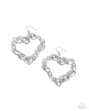Heart Hierarchy - White Earrings - Paparazzi Accessories Earrings Bedazzle Me Pretty Mobile Fashion Boutique