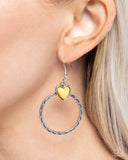 Heart Holiday - Yellow Earrings - Paparazzi Accessories Earrings Bedazzle Me Pretty Mobile Fashion Boutique